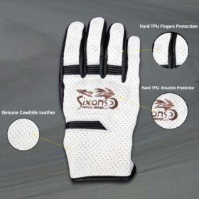 Motorcycle Gloves Leather Perforated Premium Breathable Protected & Touch